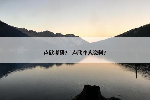 卢欣考研？ 卢欣个人资料？