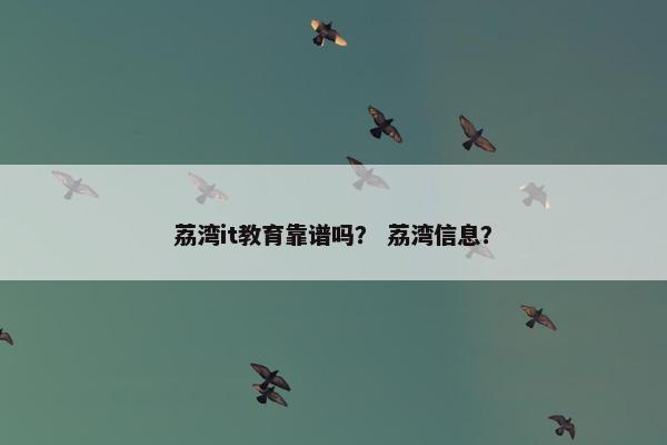 荔湾it教育靠谱吗？ 荔湾信息？