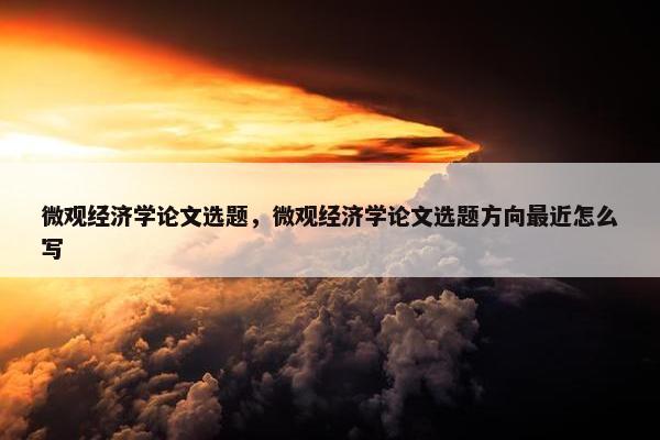 微观经济学论文选题，微观经济学论文选题方向最近怎么写