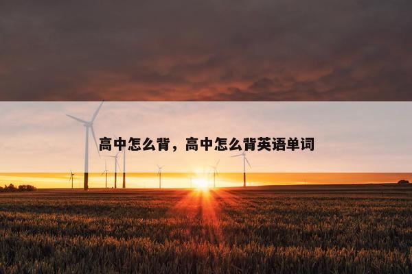 高中怎么背，高中怎么背英语单词