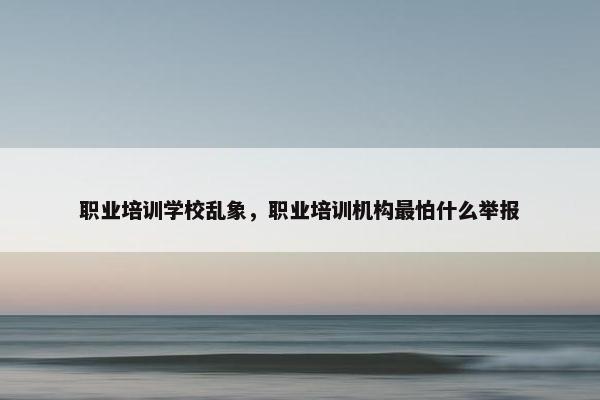 职业培训学校乱象，职业培训机构最怕什么举报