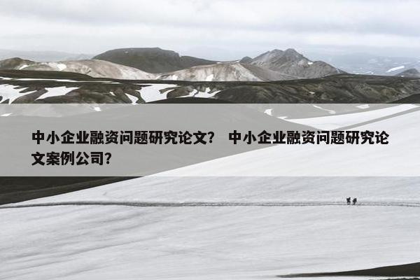 中小企业融资问题研究论文？ 中小企业融资问题研究论文案例公司？