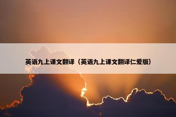 英语九上课文翻译（英语九上课文翻译仁爱版）