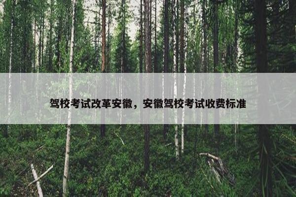 驾校考试改革安徽，安徽驾校考试收费标准