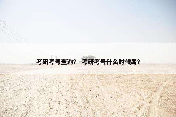 考研考号查询？ 考研考号什么时候出？