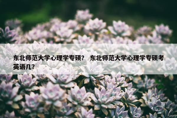 东北师范大学心理学专硕？ 东北师范大学心理学专硕考英语几？