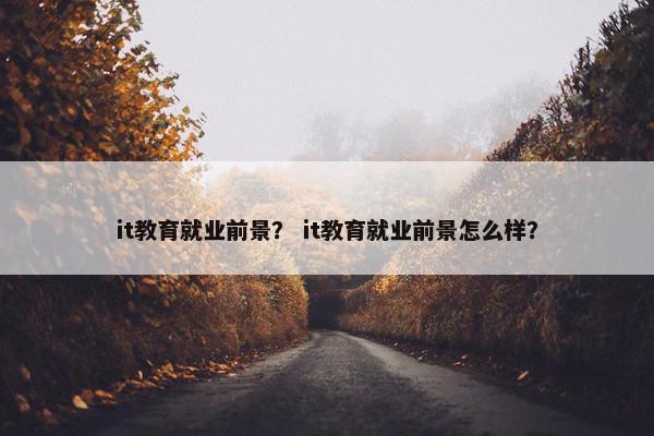 it教育就业前景？ it教育就业前景怎么样？