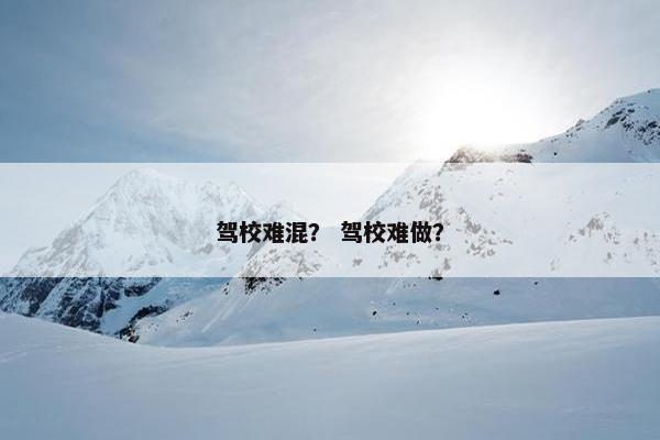 驾校难混？ 驾校难做？