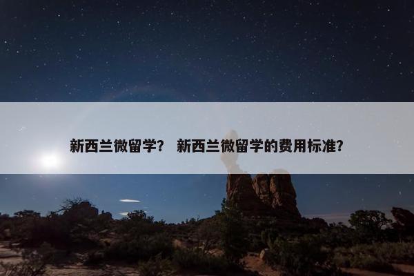 新西兰微留学？ 新西兰微留学的费用标准？