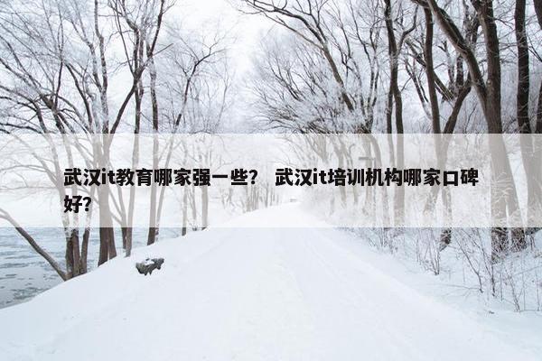 武汉it教育哪家强一些？ 武汉it培训机构哪家口碑好？