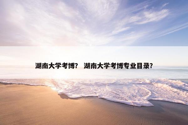 湖南大学考博？ 湖南大学考博专业目录？