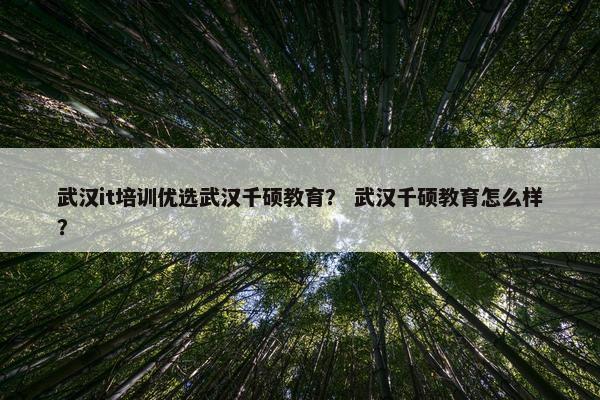 武汉it培训优选武汉千硕教育？ 武汉千硕教育怎么样？