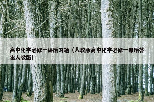 高中化学必修一课后习题（人教版高中化学必修一课后答案人教版）