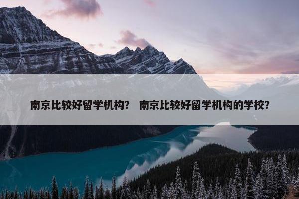 南京比较好留学机构？ 南京比较好留学机构的学校？