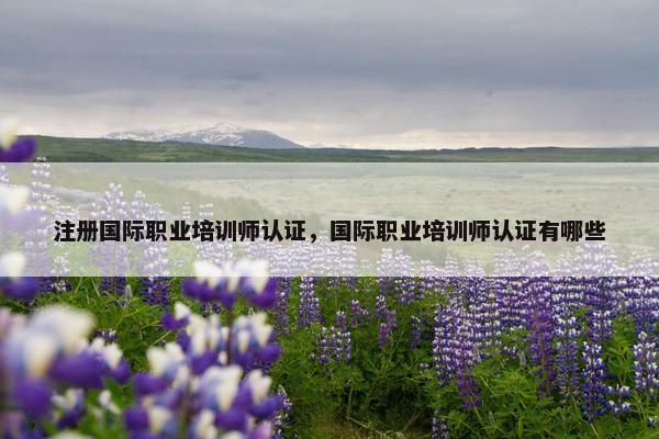 注册国际职业培训师认证，国际职业培训师认证有哪些