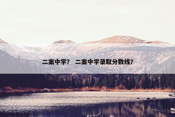 二案中学？ 二案中学录取分数线？