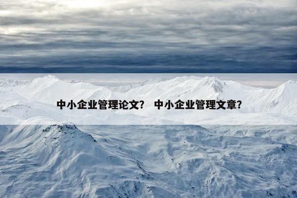 中小企业管理论文？ 中小企业管理文章？