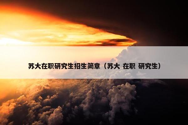 苏大在职研究生招生简章（苏大 在职 研究生）
