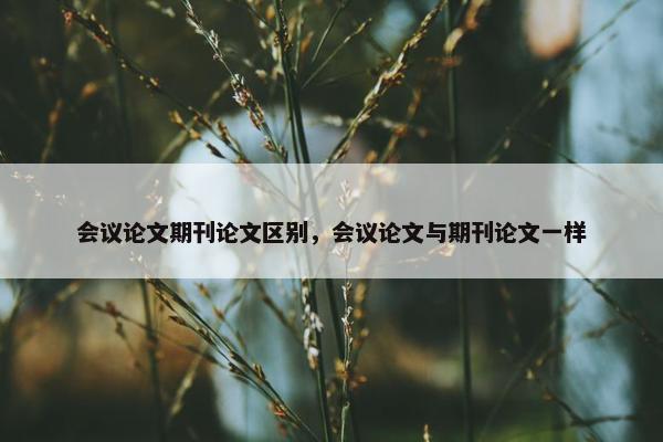 会议论文期刊论文区别，会议论文与期刊论文一样