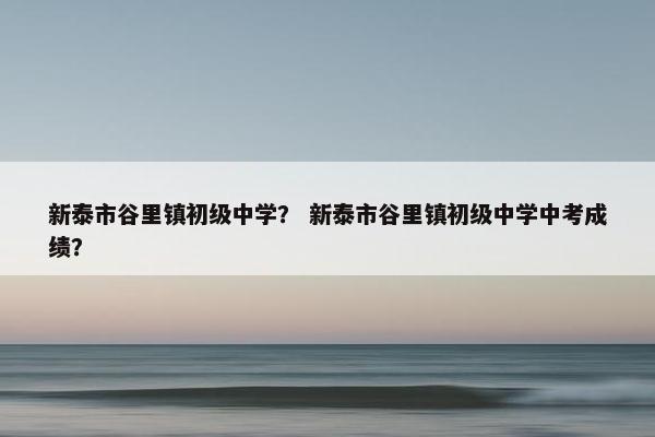 新泰市谷里镇初级中学？ 新泰市谷里镇初级中学中考成绩？