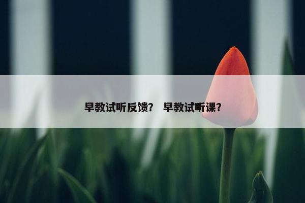 早教试听反馈？ 早教试听课？