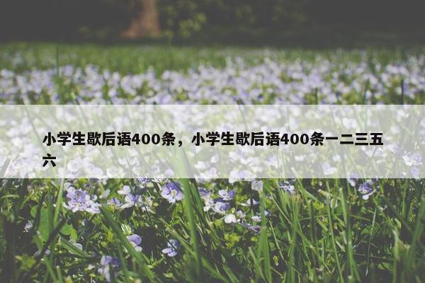 小学生歇后语400条，小学生歇后语400条一二三五六
