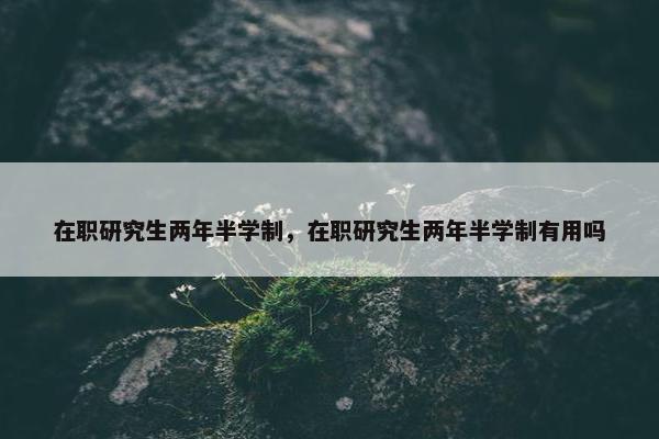在职研究生两年半学制，在职研究生两年半学制有用吗