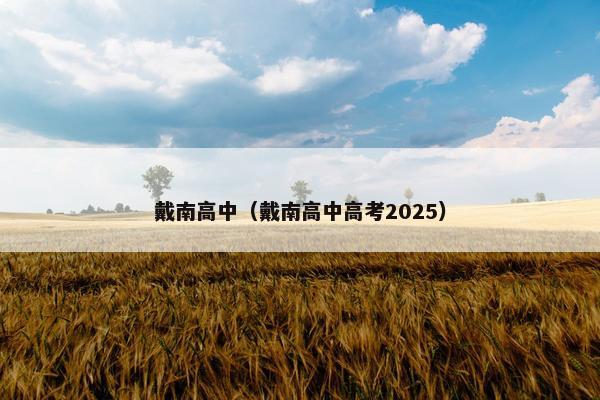 戴南高中（戴南高中高考2025）