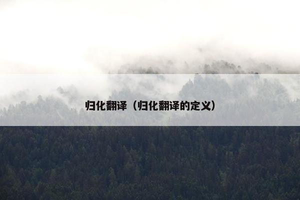 归化翻译（归化翻译的定义）
