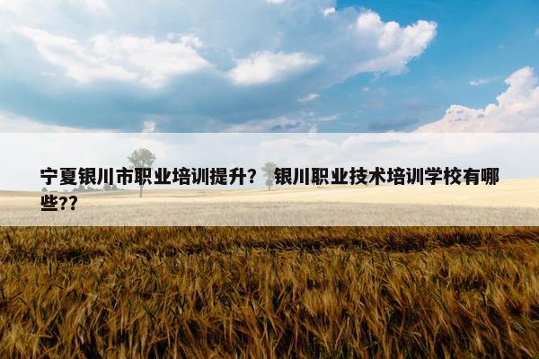 宁夏银川市职业培训提升？ 银川职业技术培训学校有哪些?？
