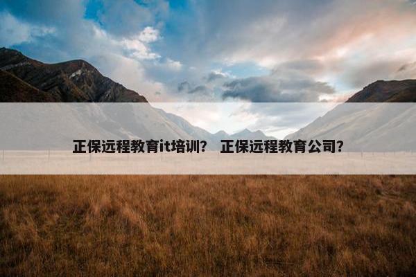 正保远程教育it培训？ 正保远程教育公司？