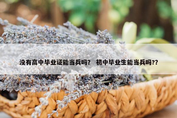 没有高中毕业证能当兵吗？ 初中毕业生能当兵吗?？