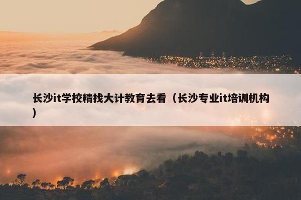 长沙it学校精找大计教育去看（长沙专业it培训机构）
