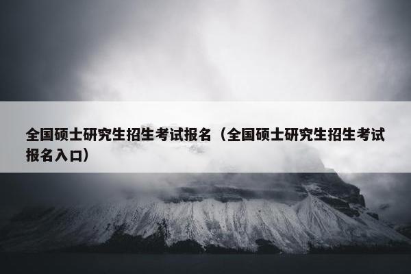 全国硕士研究生招生考试报名（全国硕士研究生招生考试报名入口）