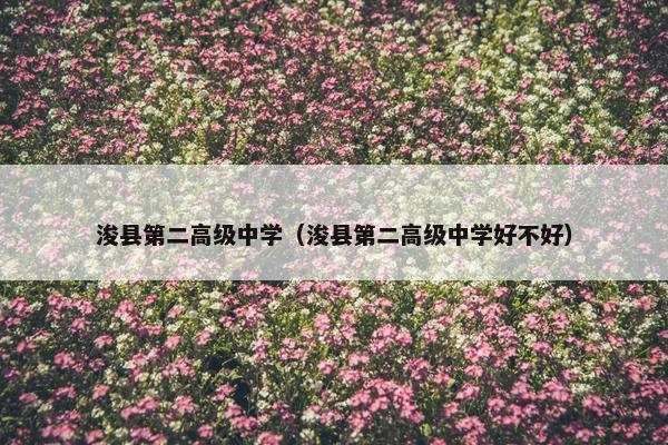 浚县第二高级中学（浚县第二高级中学好不好）