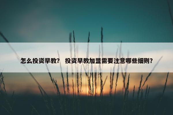 怎么投资早教？ 投资早教加盟需要注意哪些细则？