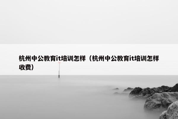 杭州中公教育it培训怎样（杭州中公教育it培训怎样收费）