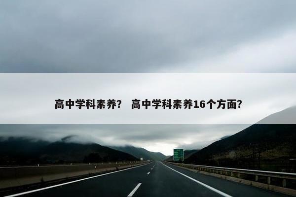 高中学科素养？ 高中学科素养16个方面？