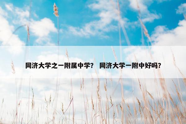 同济大学之一附属中学？ 同济大学一附中好吗？