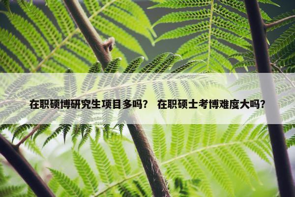 在职硕博研究生项目多吗？ 在职硕士考博难度大吗？