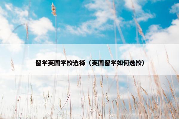留学英国学校选择（英国留学如何选校）