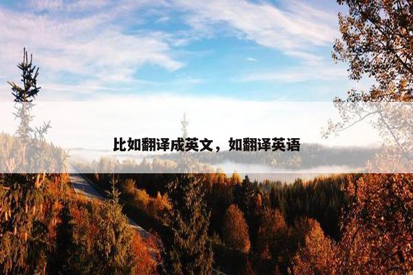 比如翻译成英文，如翻译英语