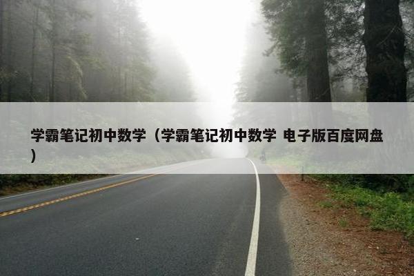 学霸笔记初中数学（学霸笔记初中数学 电子版百度网盘）