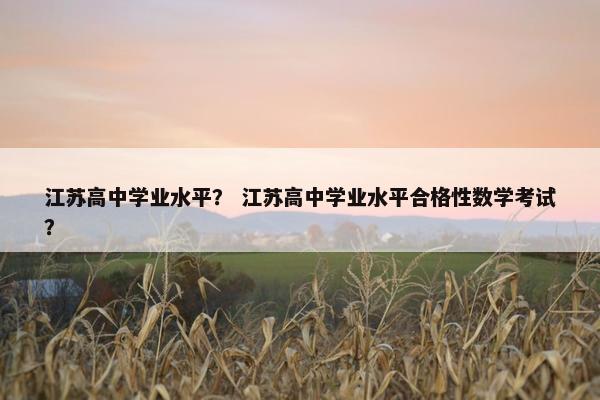 江苏高中学业水平？ 江苏高中学业水平合格性数学考试？