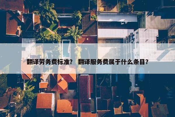 翻译劳务费标准？ 翻译服务费属于什么条目？