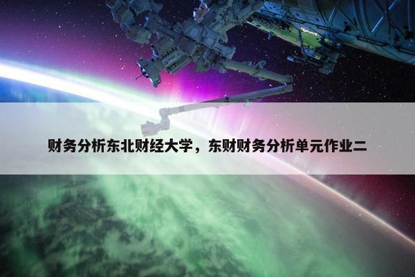 财务分析东北财经大学，东财财务分析单元作业二