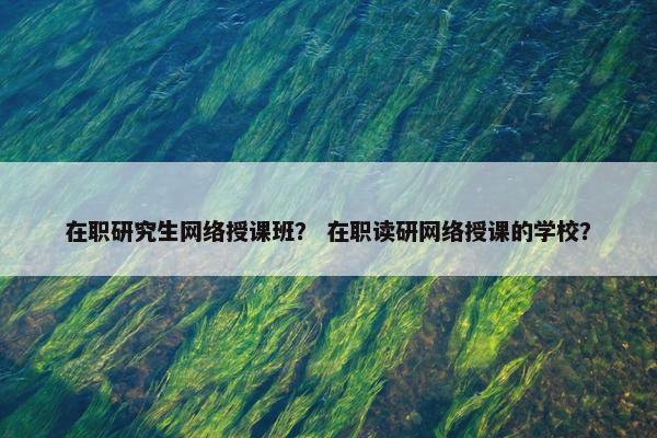 在职研究生网络授课班？ 在职读研网络授课的学校？