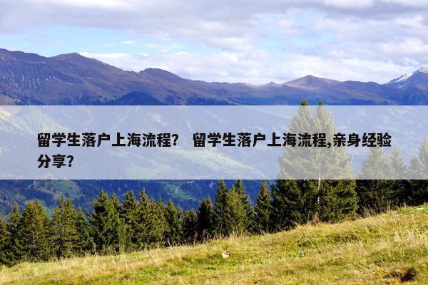 留学生落户上海流程？ 留学生落户上海流程,亲身经验分享？