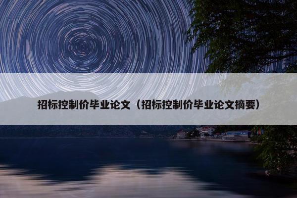 招标控制价毕业论文（招标控制价毕业论文摘要）