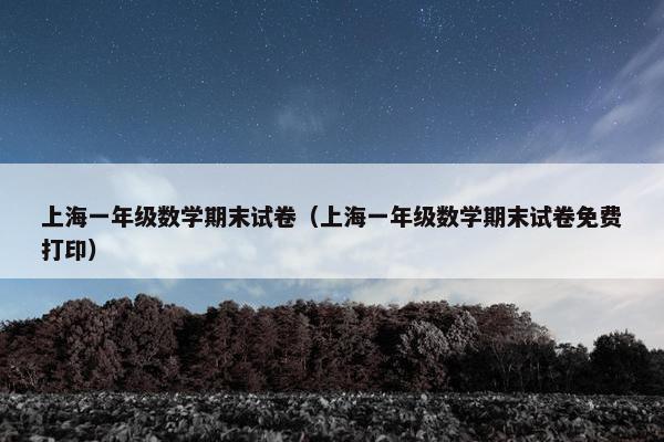 上海一年级数学期末试卷（上海一年级数学期末试卷免费打印）
